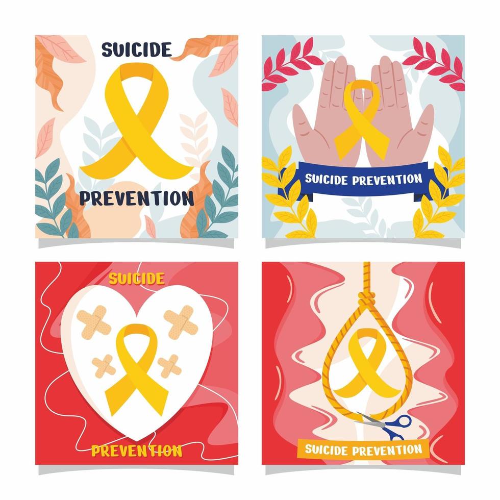 conjunto de tarjetas de prevención del suicidio vector