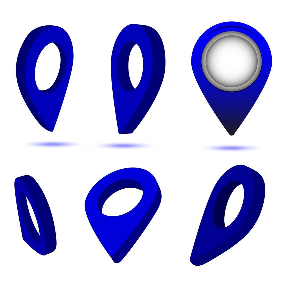 vector de punteros de mapa realista en varios ángulos