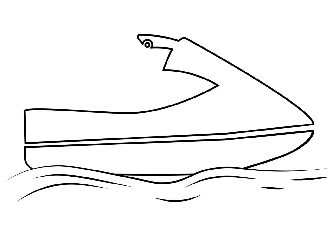 Jet ski in the sea. A water scooter icon in outline style, isolated on white background. Flat design, vector illustration