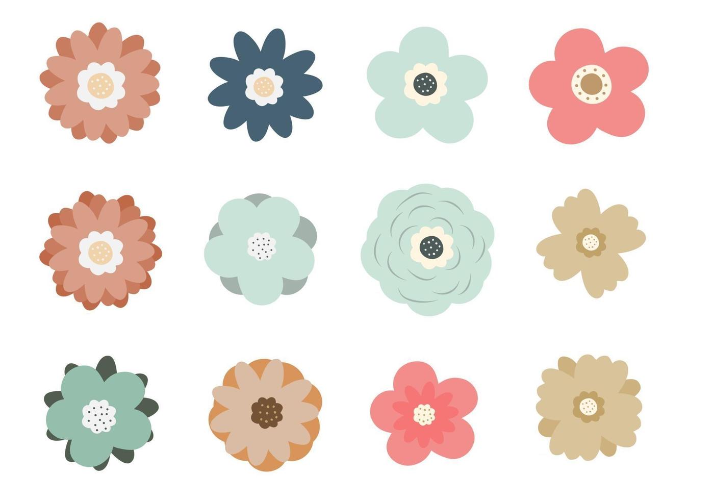 conjunto de iconos de flores planas vector