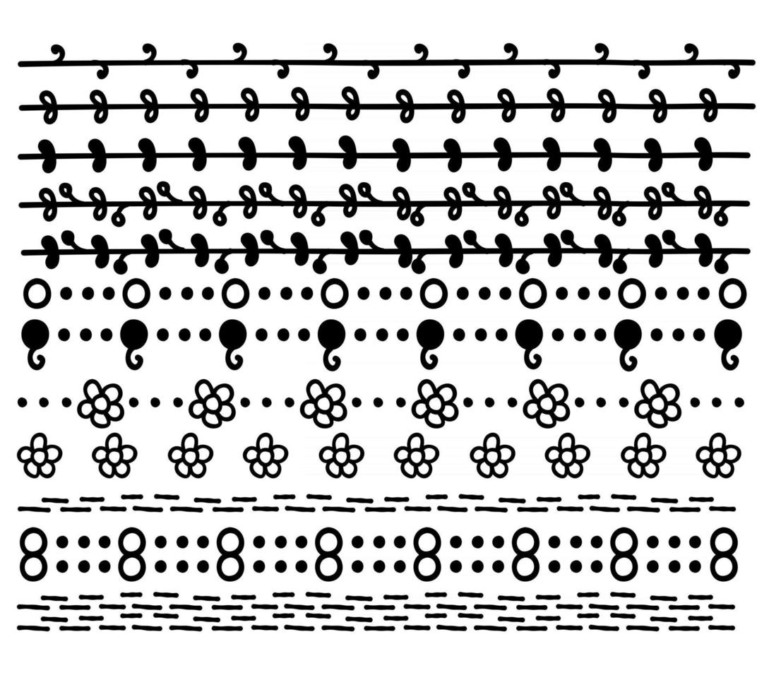 conjunto de divisor de texto doodle dibujado a mano vector