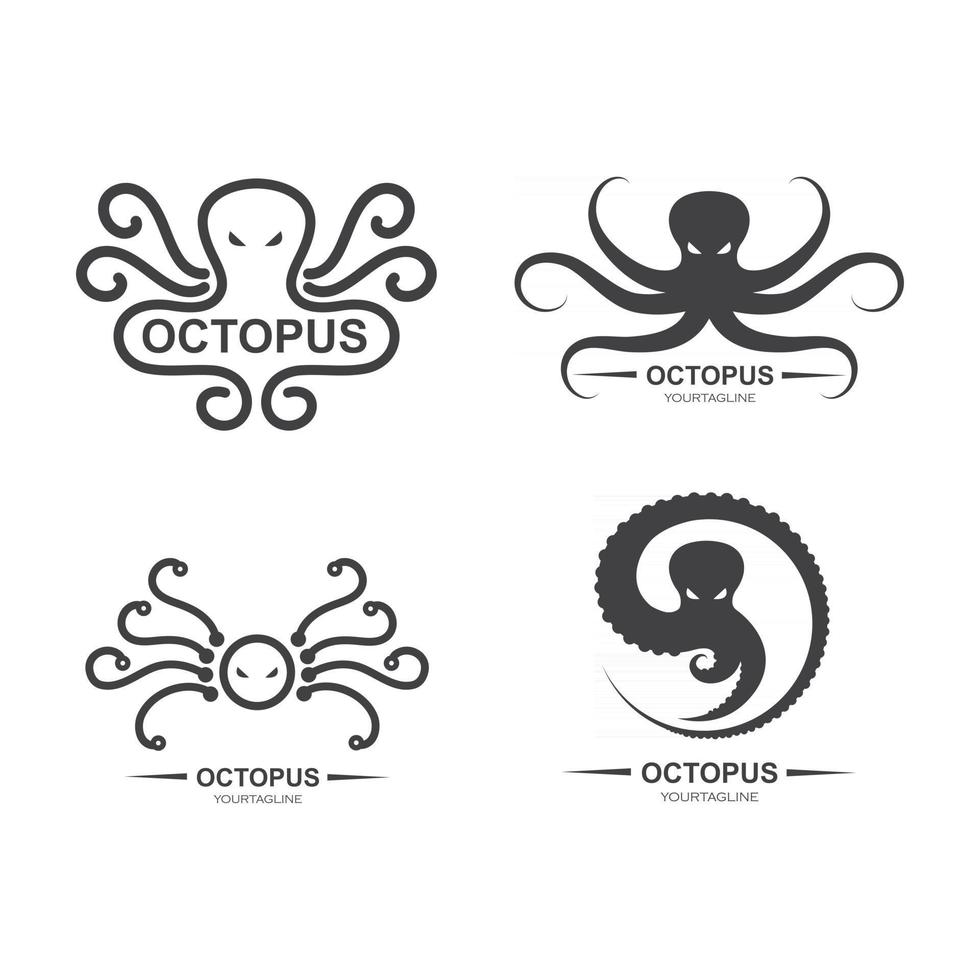 pulpo, icono, logotipo, vector, ilustración, diseño vector