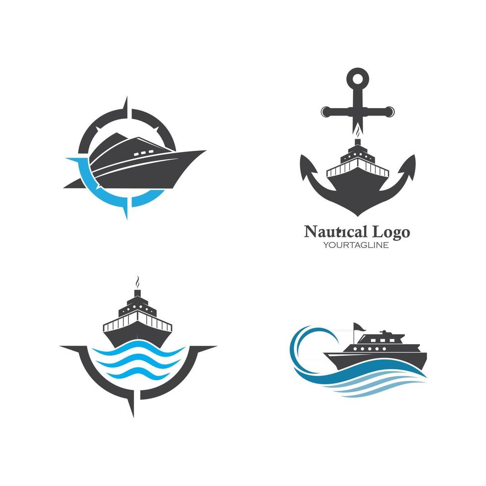 cruise ship and nautical Logo vector icon illustration