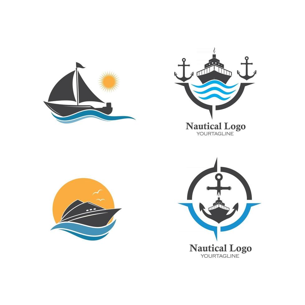 cruise ship and nautical Logo vector icon illustration