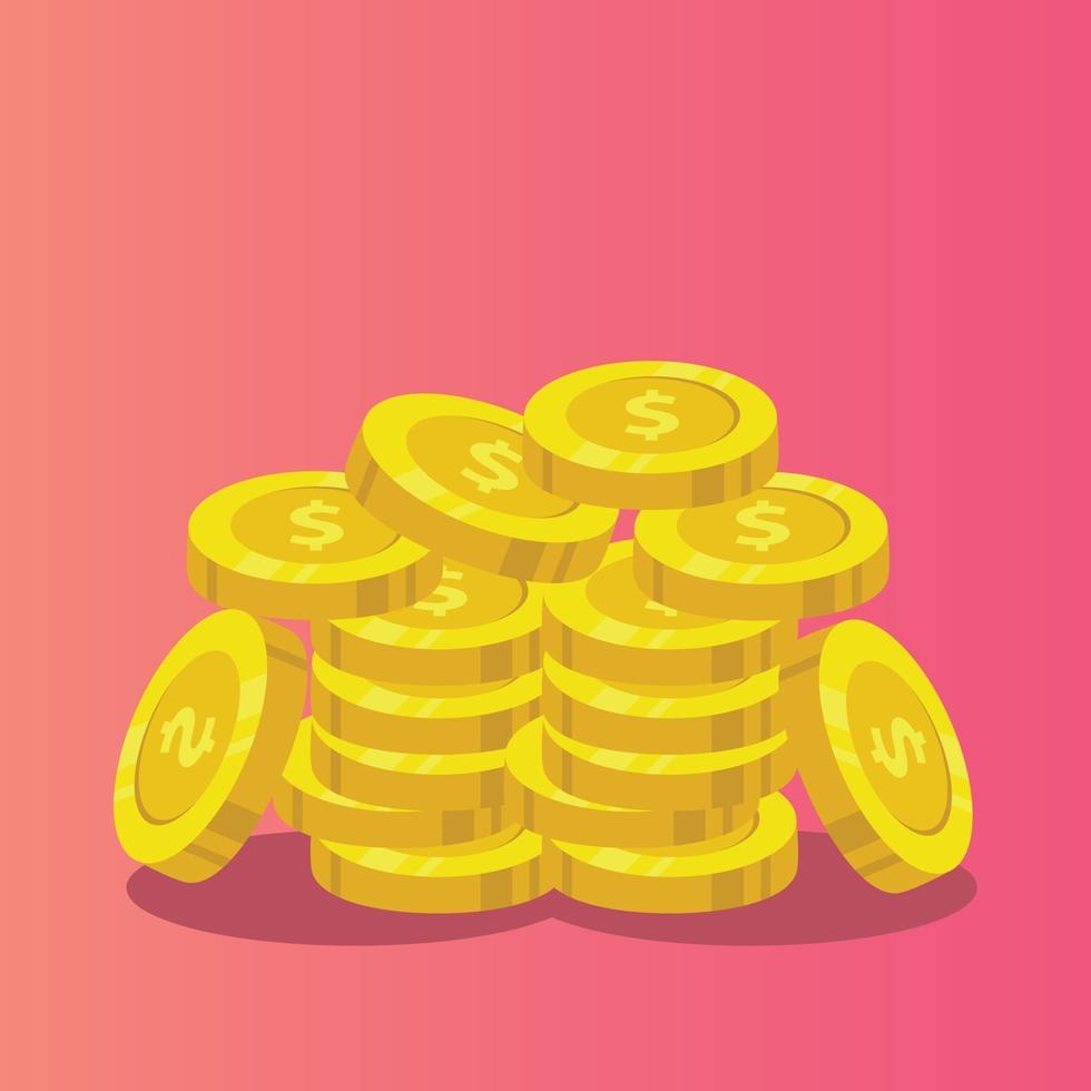 a pile of coins vector template.