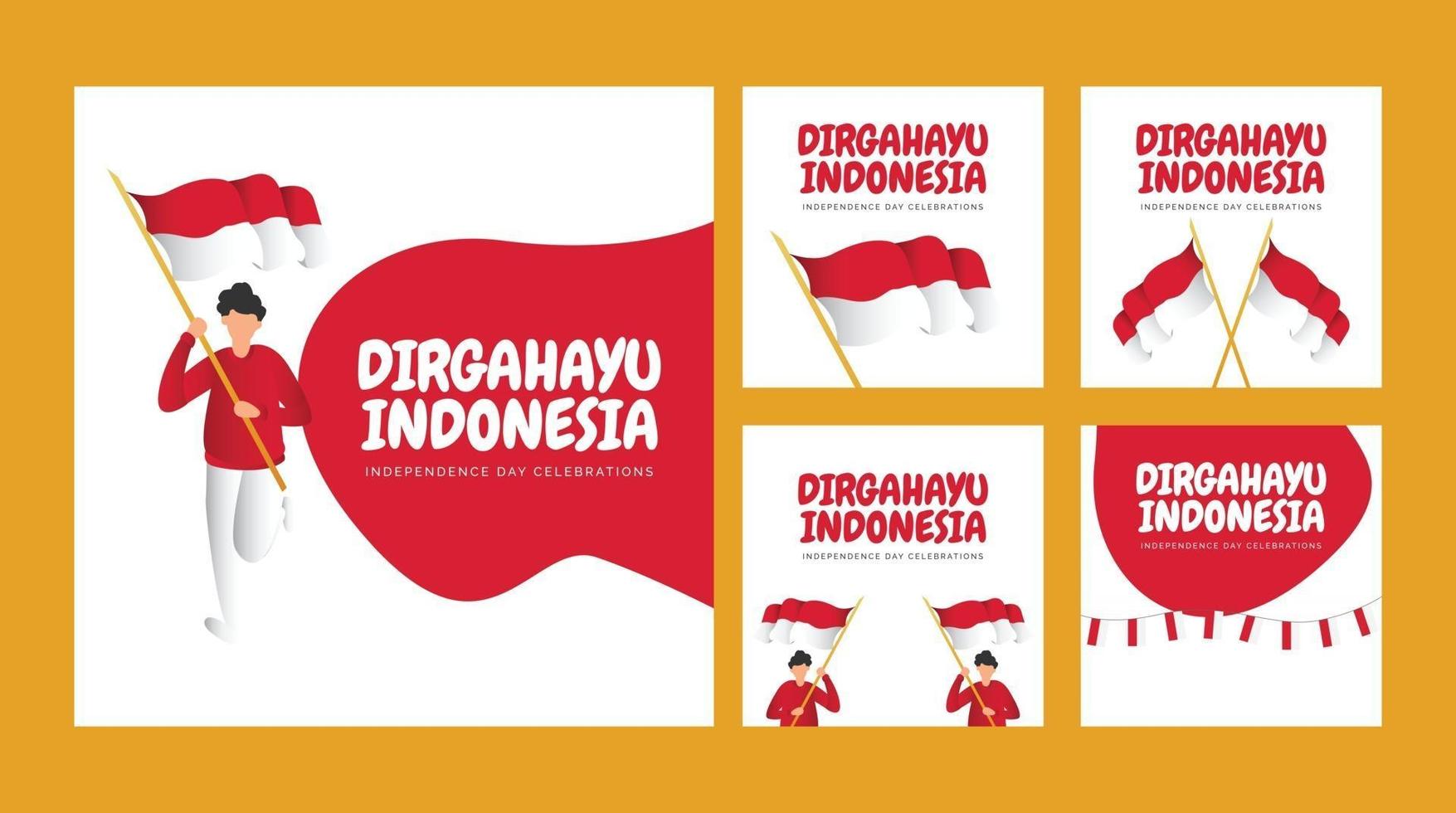 Plantilla de banners del día de la independencia de Indonesia. vector