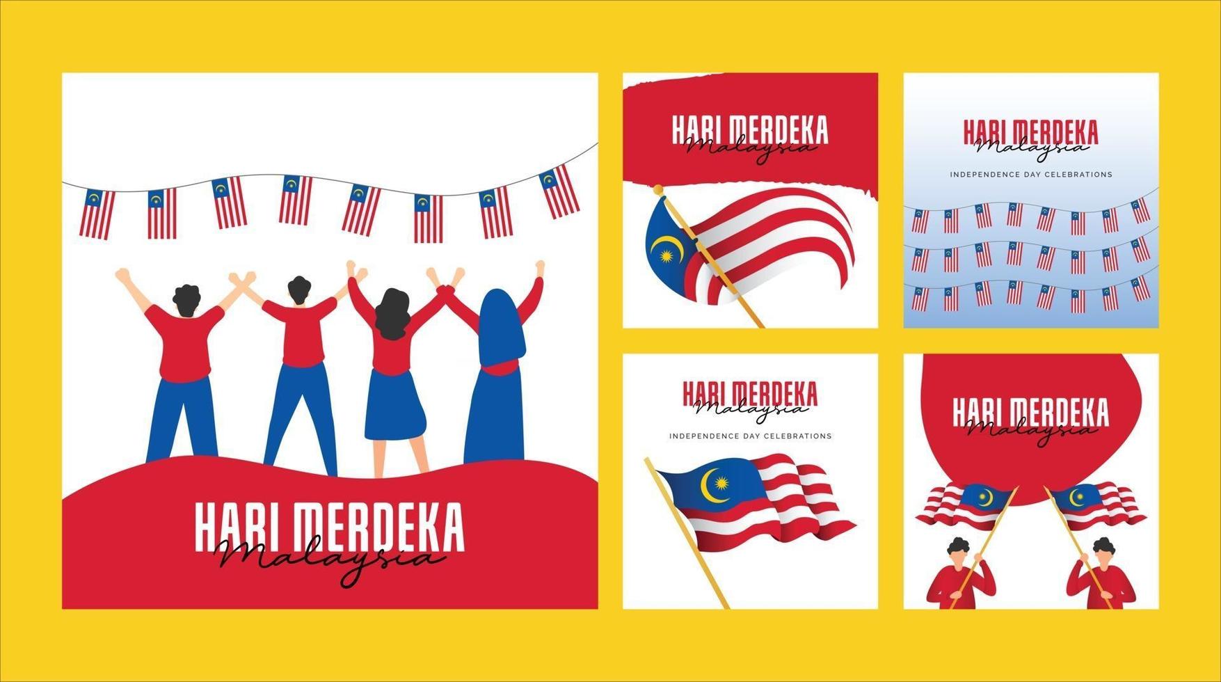 Malaysia independence day banners template. Design with national flag. vector