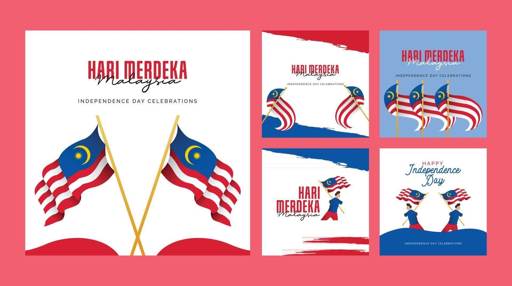 Plantilla de banners del día de la independencia de Malasia. diseño con bandera nacional. vector