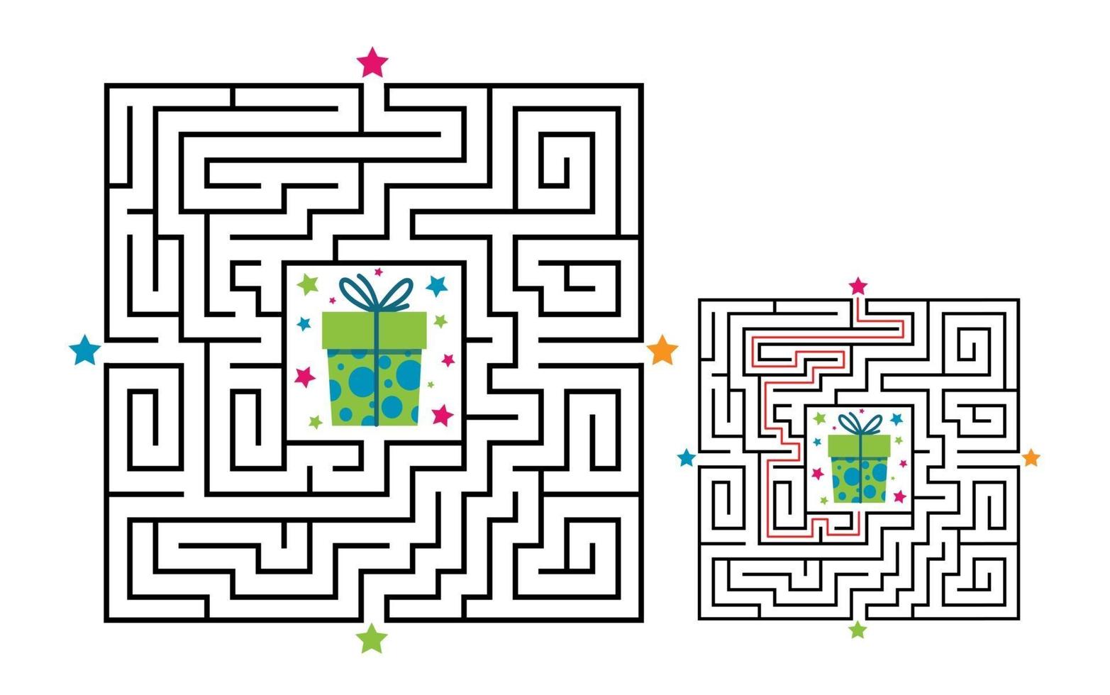 Square maze labyrinth game for kids. Labyrinth logic conundrum. vector