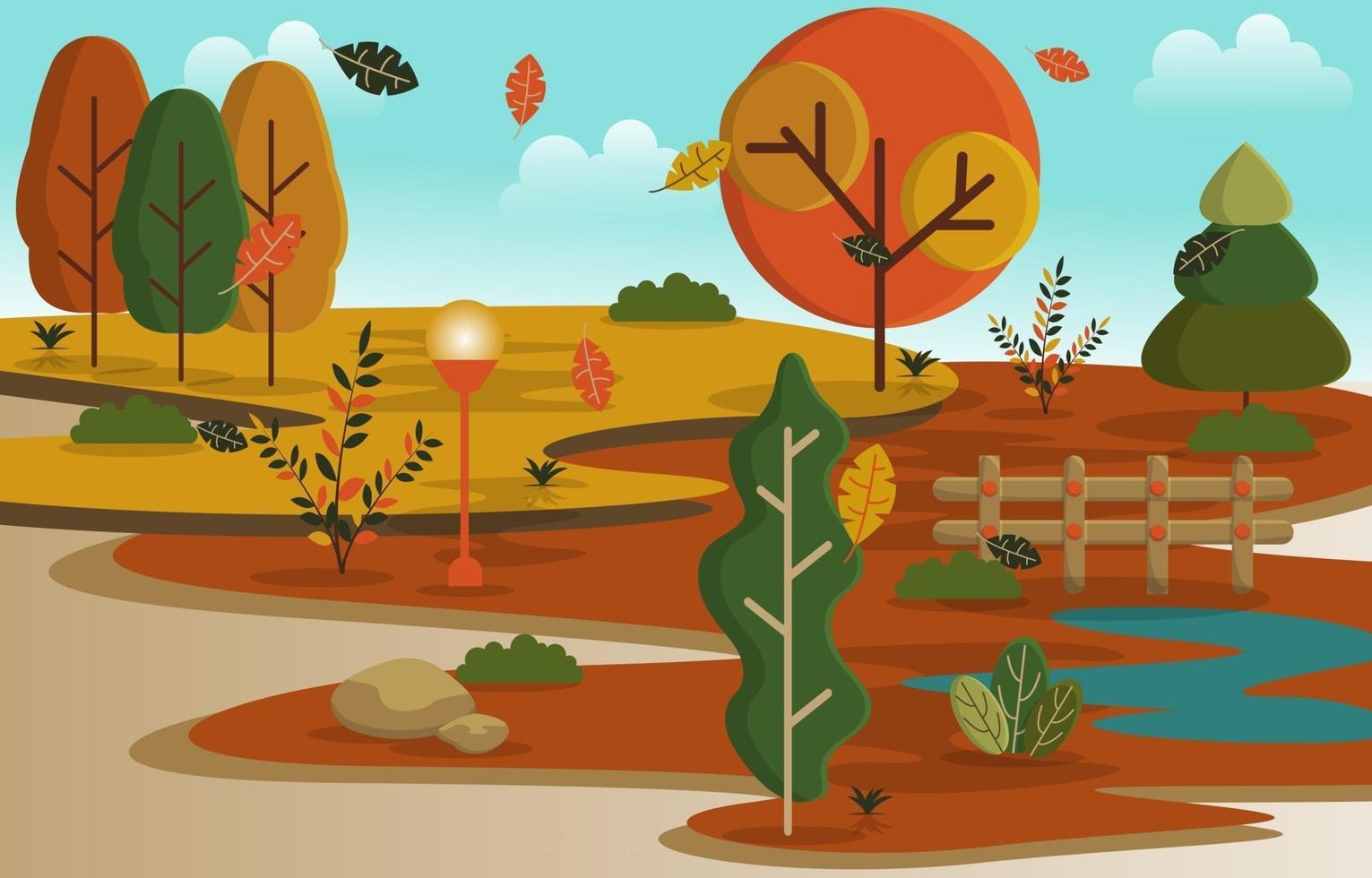 Autumn Fall Season Countryside Park Nature Landscape vector