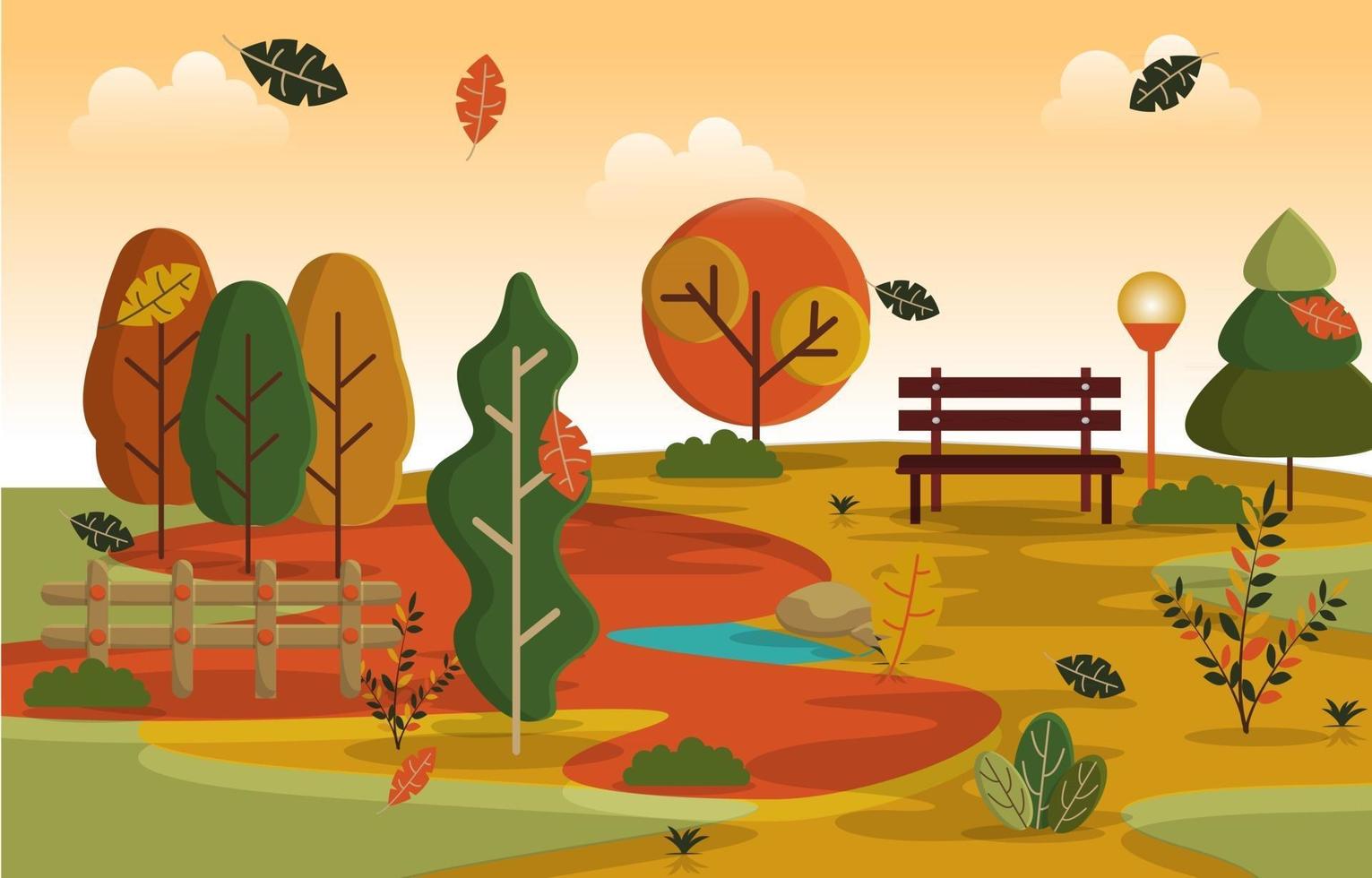 otoño temporada de otoño campo parque naturaleza paisaje vector