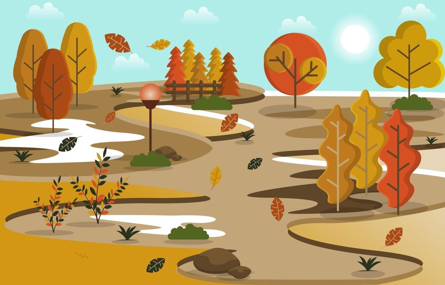 Autumn Fall Season Countryside Park Nature Landscape vector