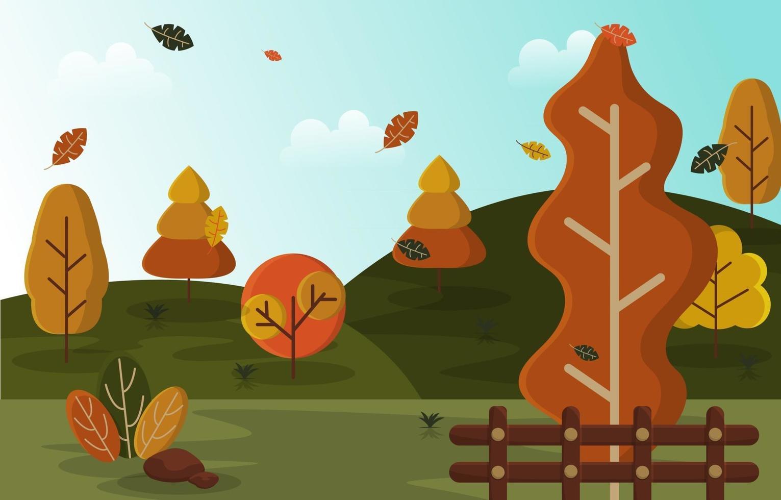 otoño temporada de otoño campo colinas naturaleza paisaje vector