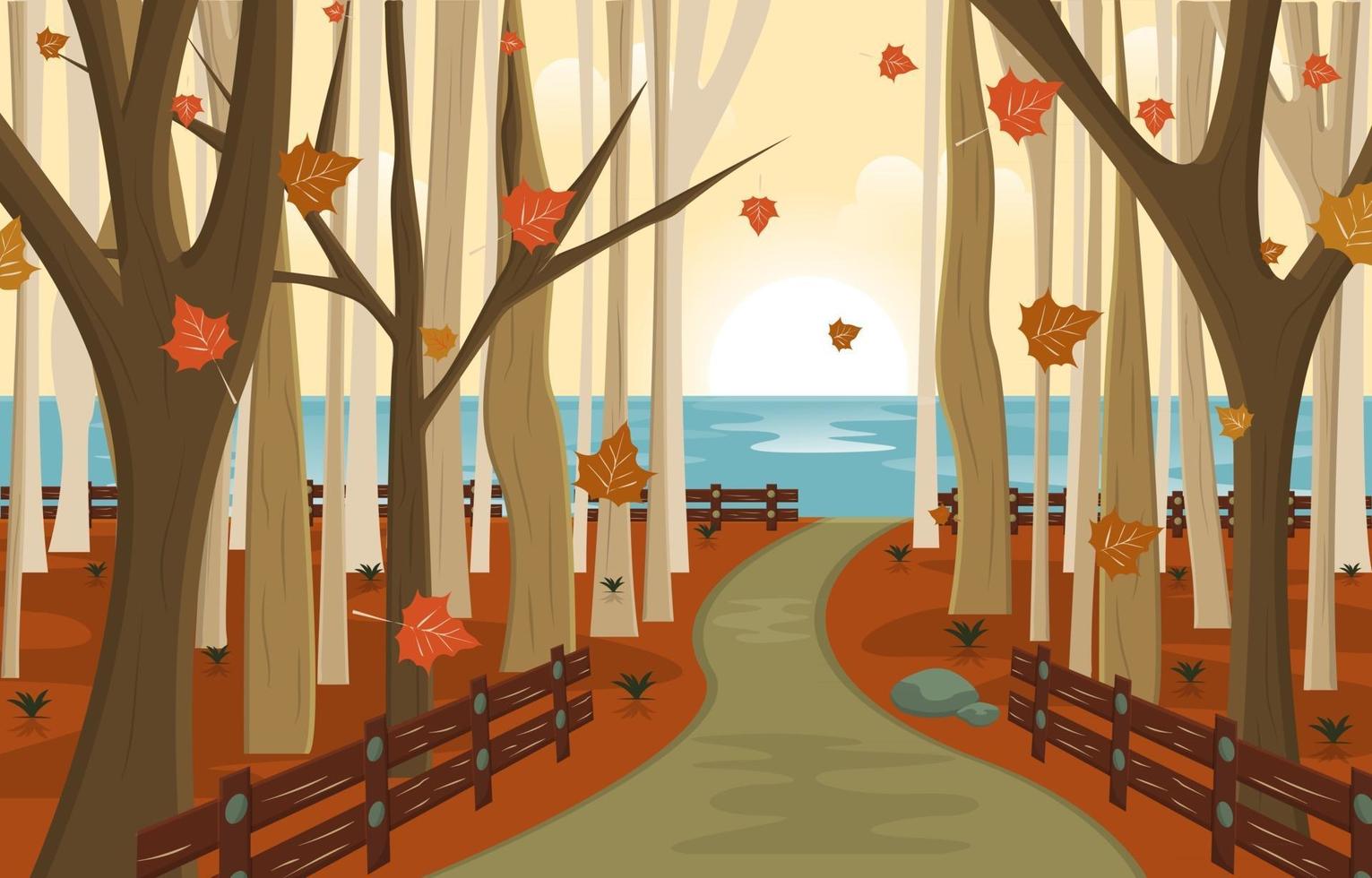 Autumn Fall Season Countryside Street Nature Landscape vector