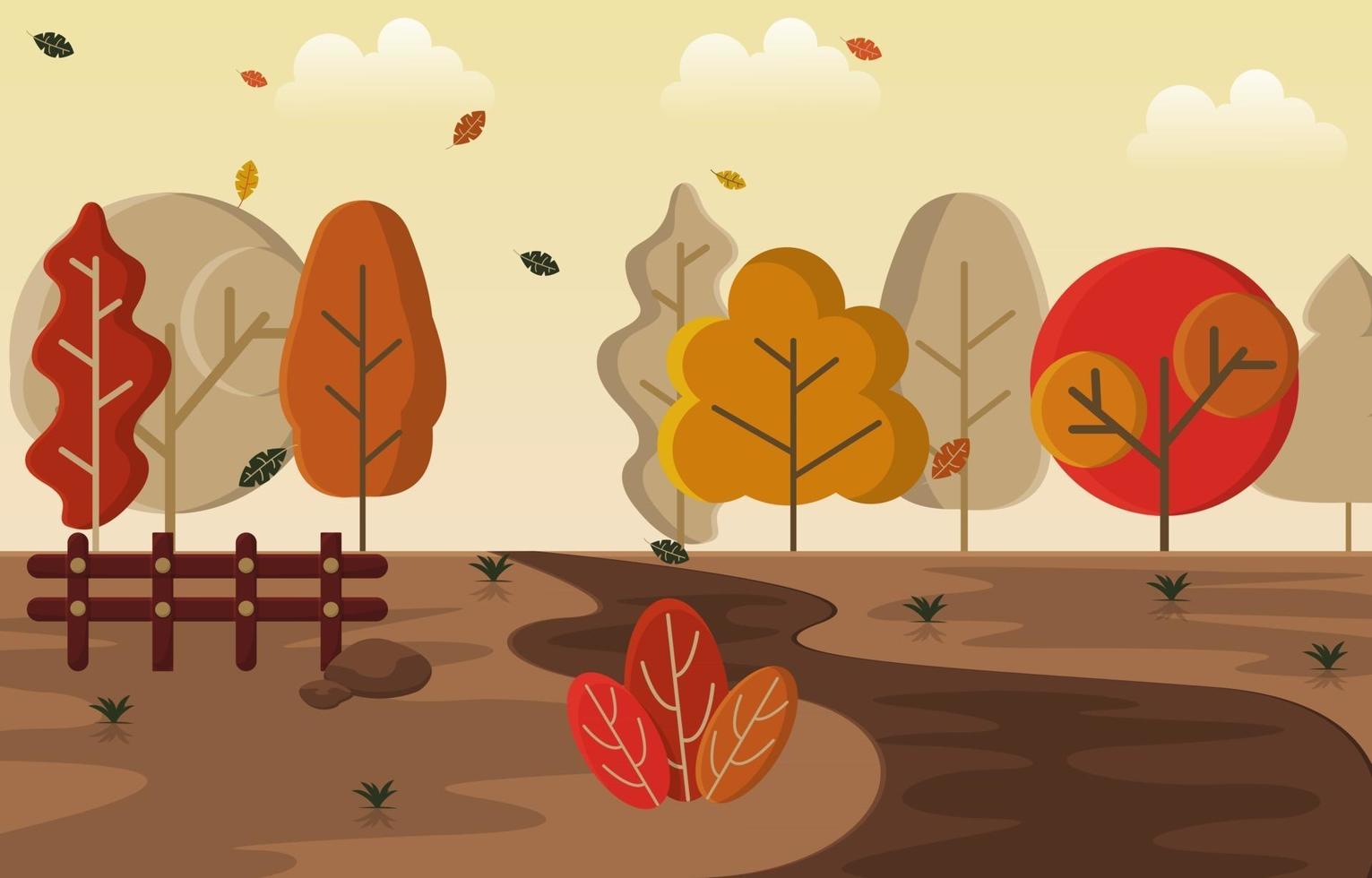 otoño temporada de otoño campo calle naturaleza paisaje vector