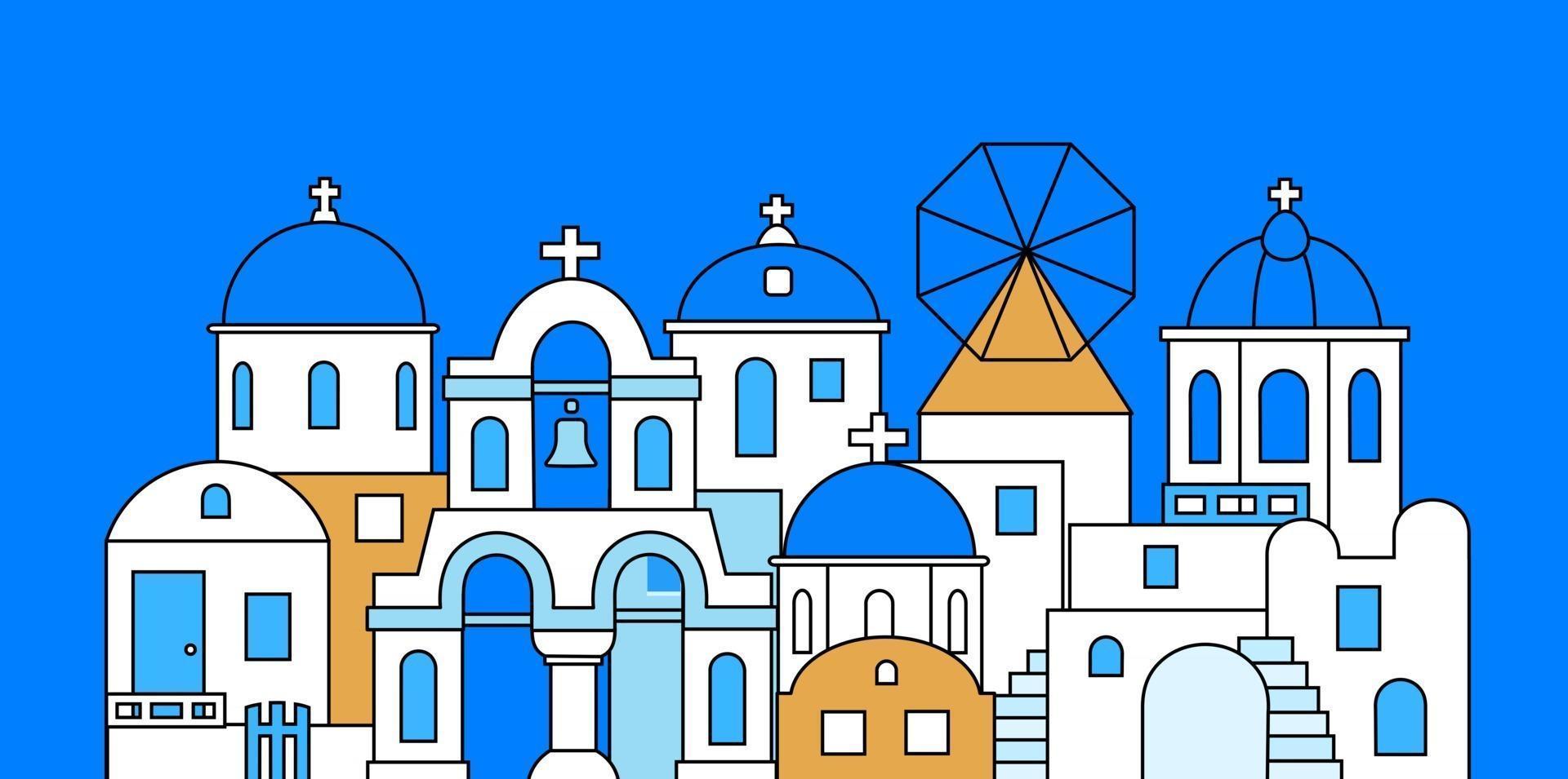 Santorini. Greece. Buildings of traditional architecture. Vector