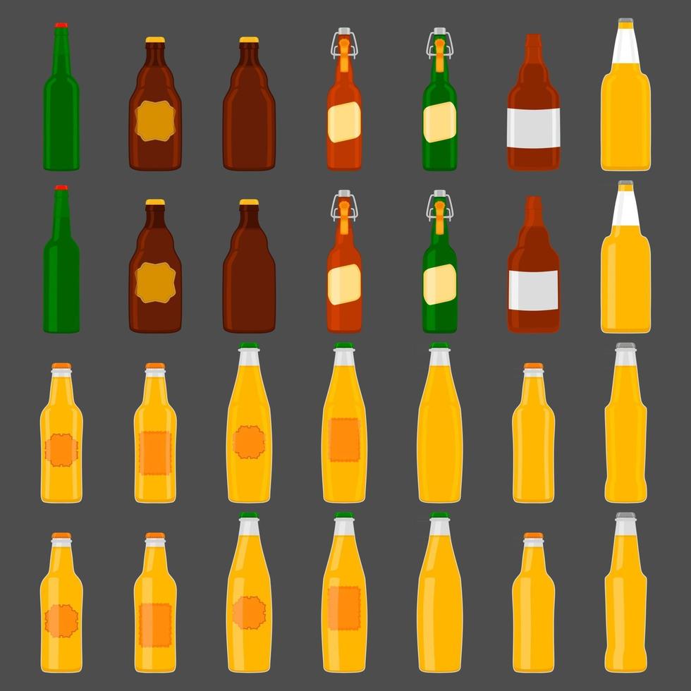 Ilustración sobre el tema de las botellas de vidrio de cerveza de gran kit con tapa para cervecería vector