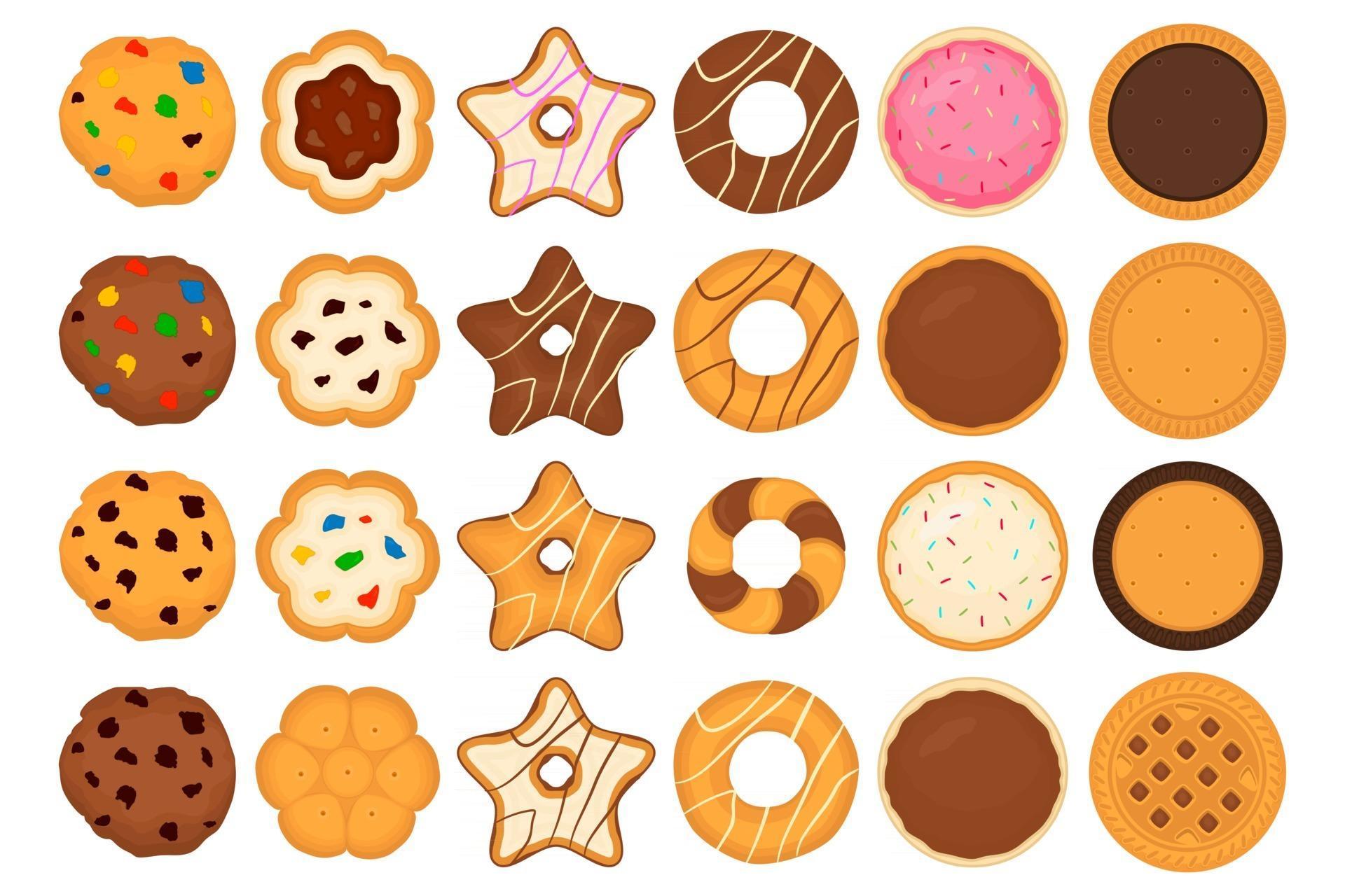 big set different biscuit, kit colorful pastry cookie 2996703 Vector