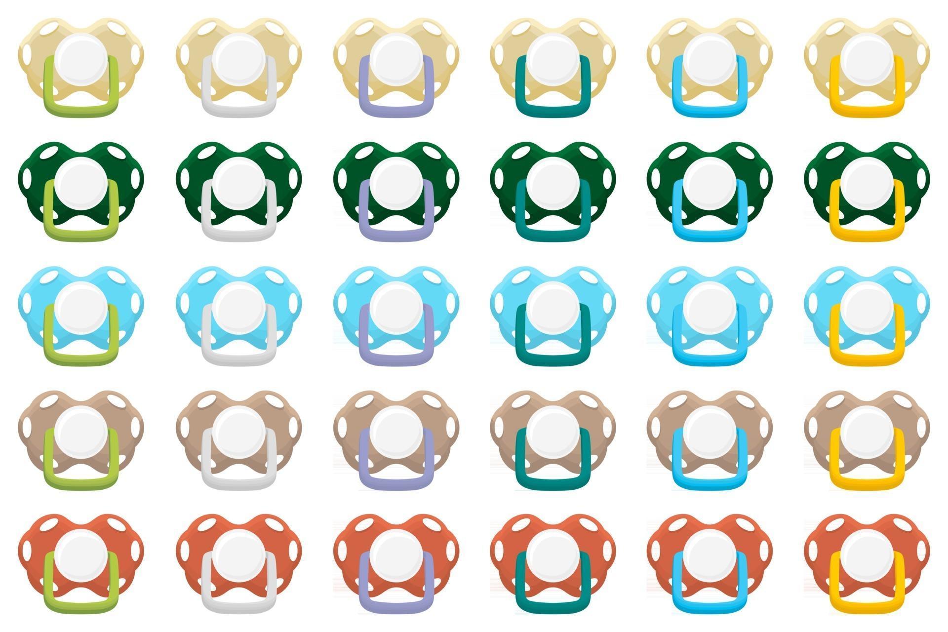 Illustration on theme big colored set baby pacifiers 2996769 Vector Art