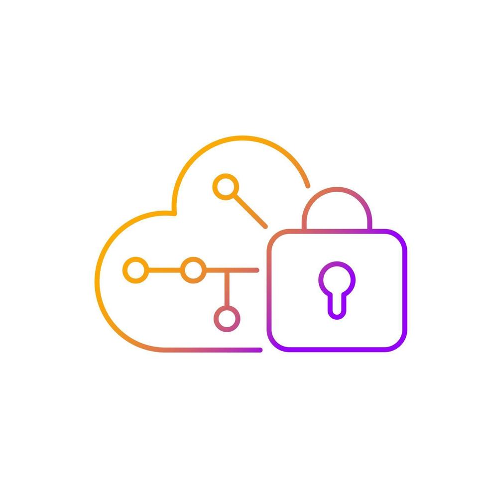 Cloud encryption gradient linear vector icon