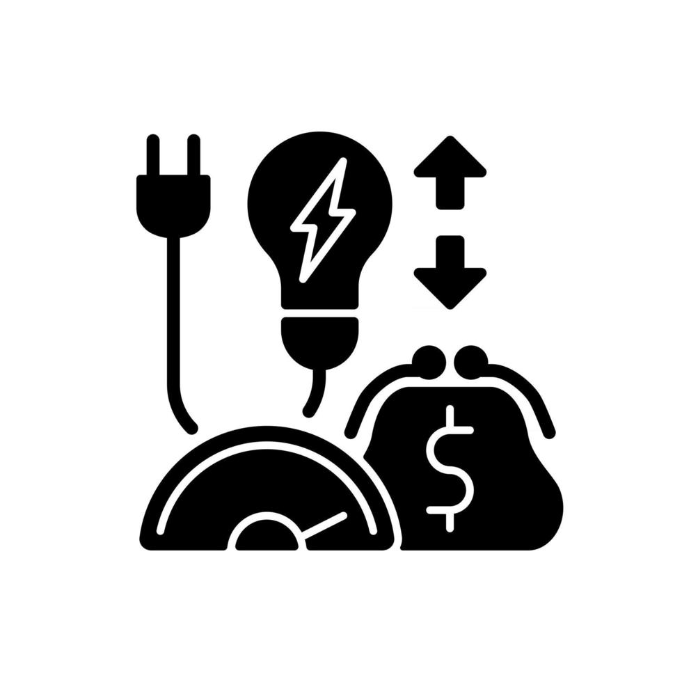 Energy efficiency program black glyph icon vector