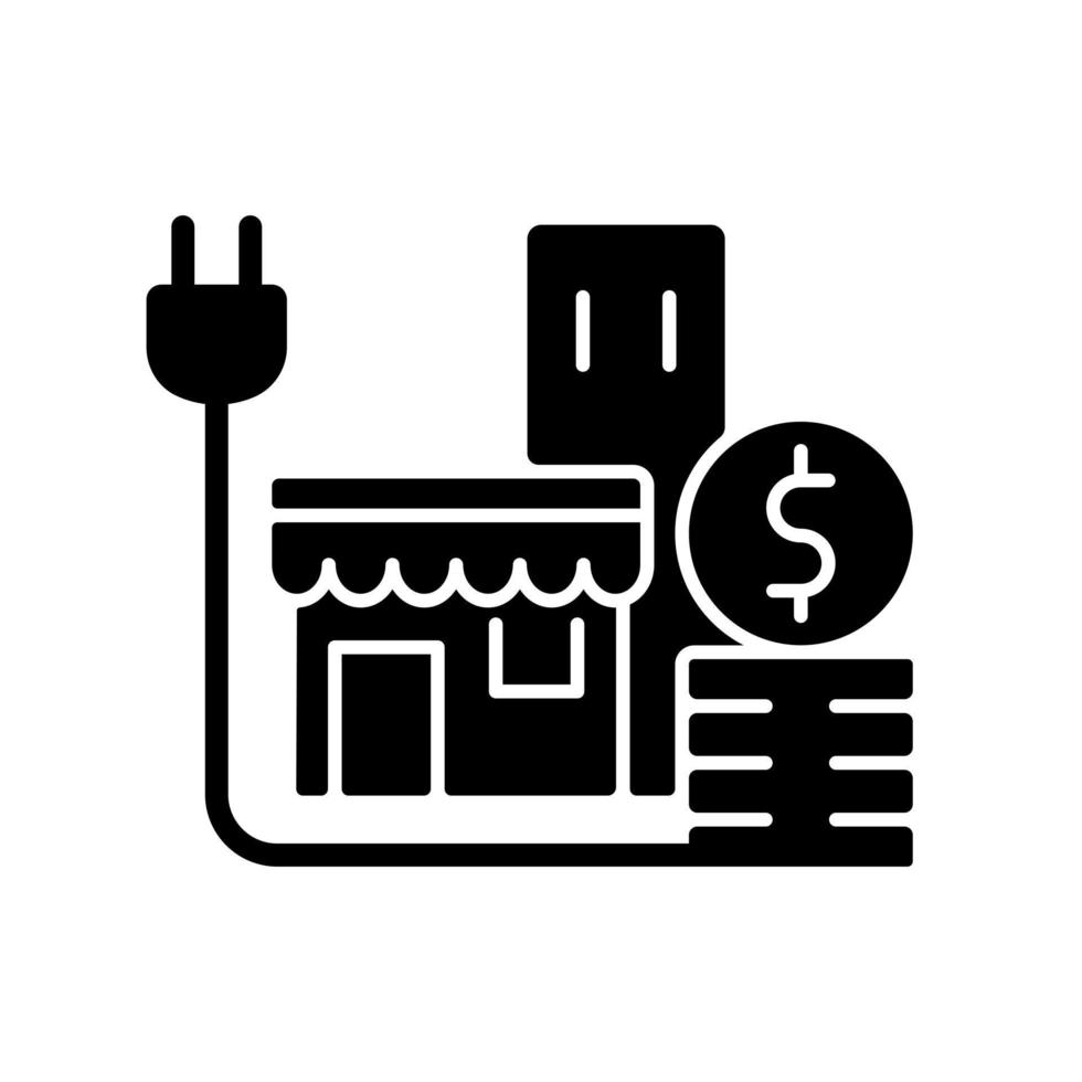 precio de la energía para el cliente comercial icono de glifo negro vector