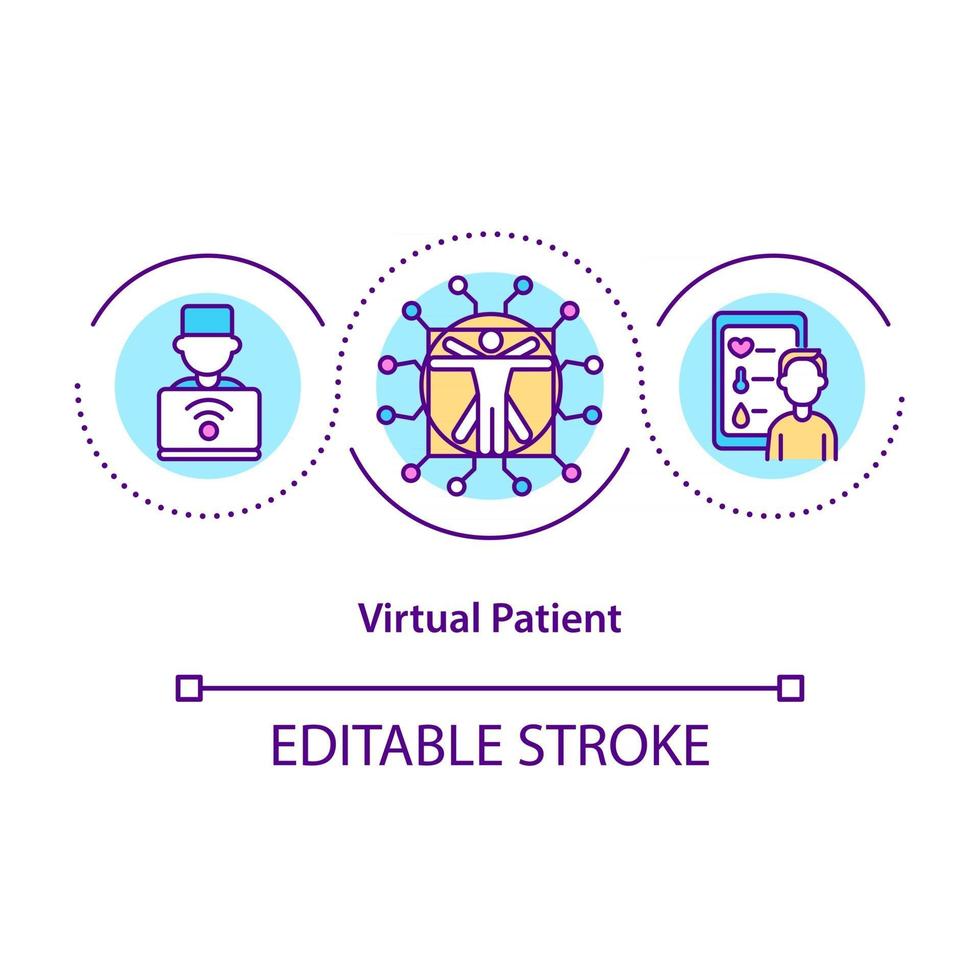 icono de concepto de paciente virtual vector