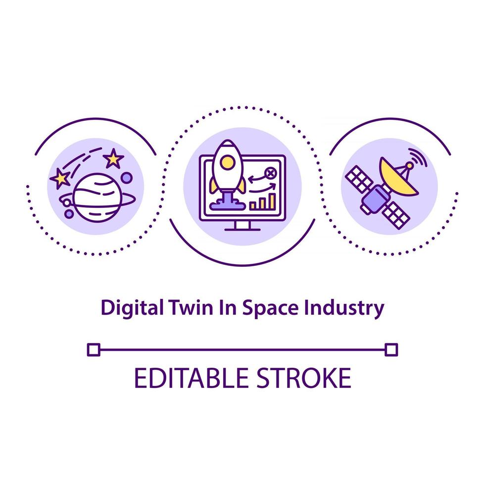 Digital twin in space industry concept icon vector