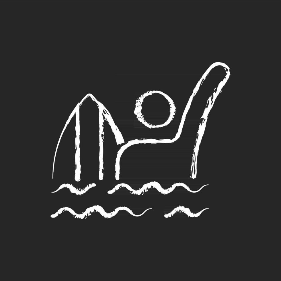 Emergency signal for drowning chalk white icon on dark background vector