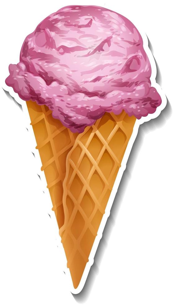 Blueberry ice-creame in the waffle cone sticker vector