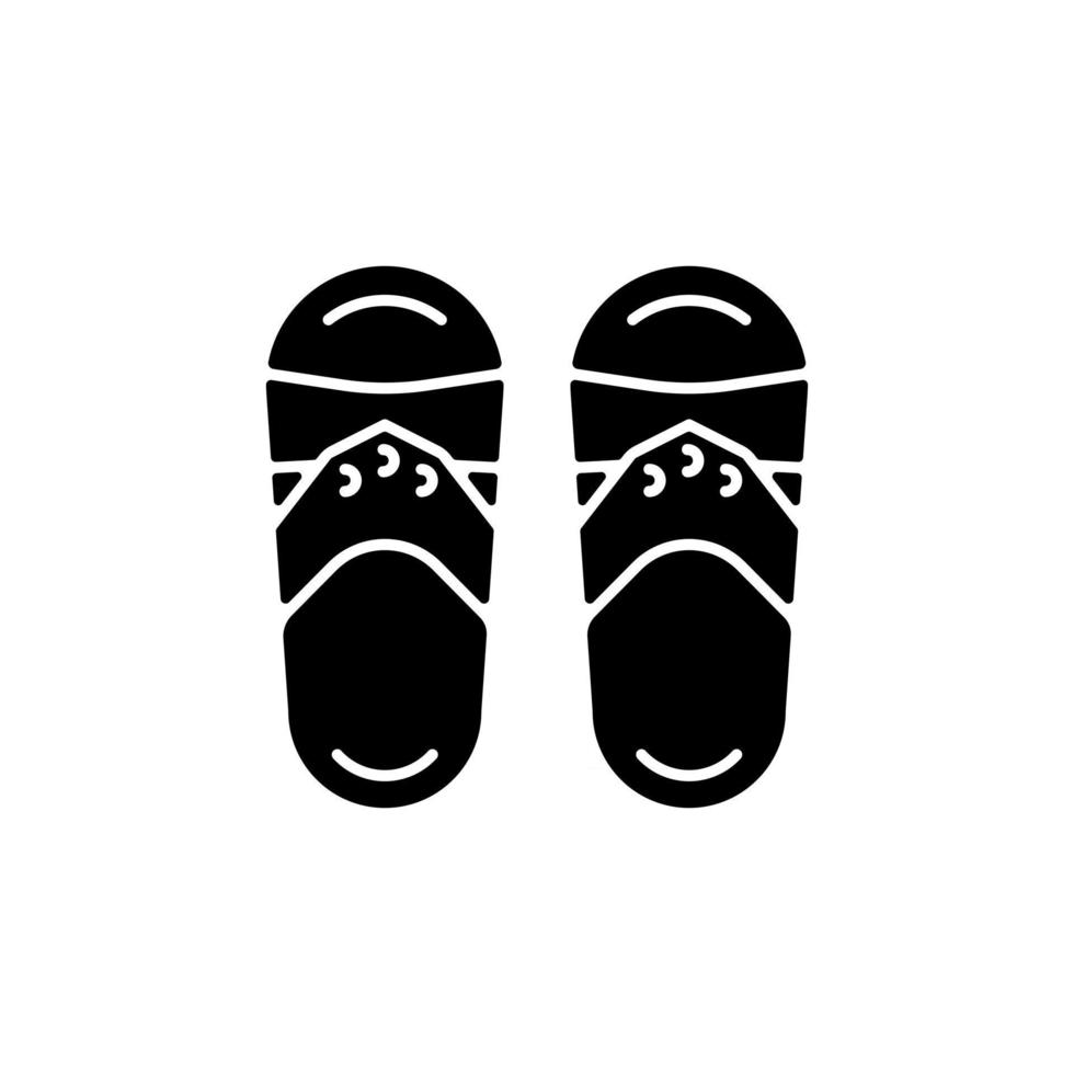 Taiwanese slippers black glyph icon. vector