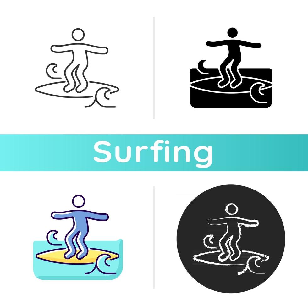 icono de surf de olas que se desmoronan vector