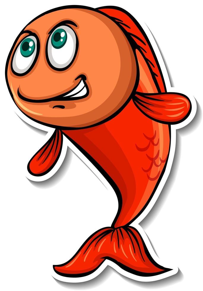 Angry fish cartoon character sticker vector