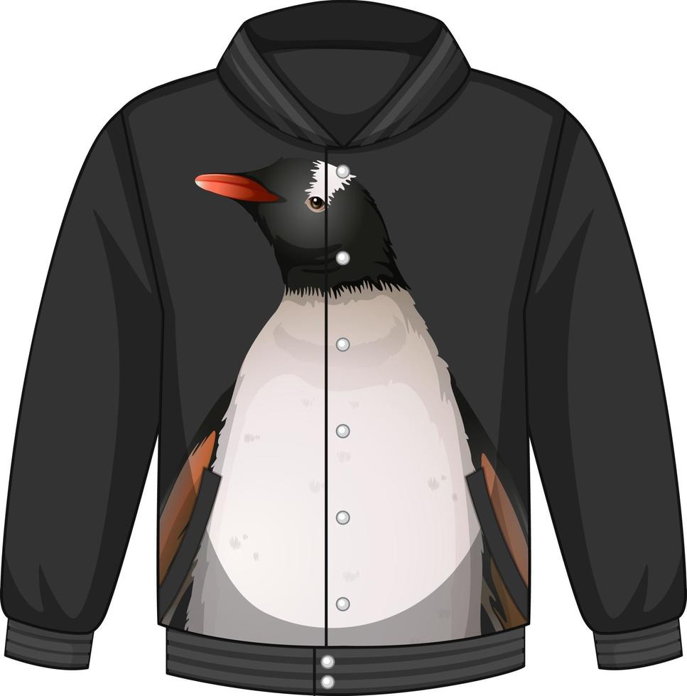 parte delantera de la chaqueta bomber con estampado de pingüinos vector