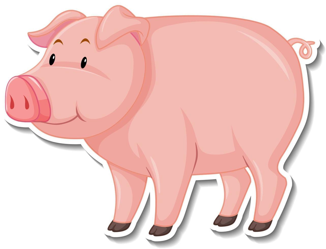 A cute pig cartoon animal sticker vector