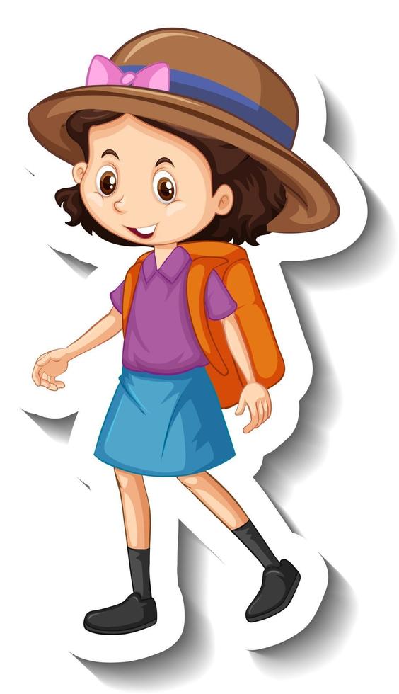 A sticker template with a cute girl cartoon character 2997300 Vector ...