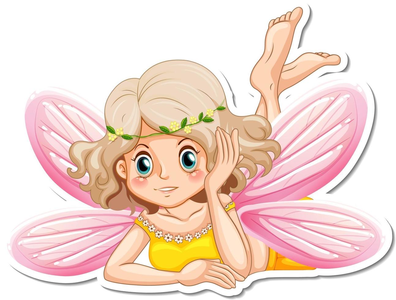 Beautiful fairy cartoon character sticker vector