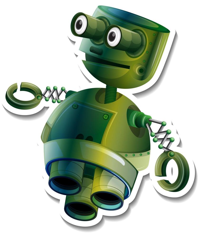 A sticker template with Robot toy cartoon character isolated vector