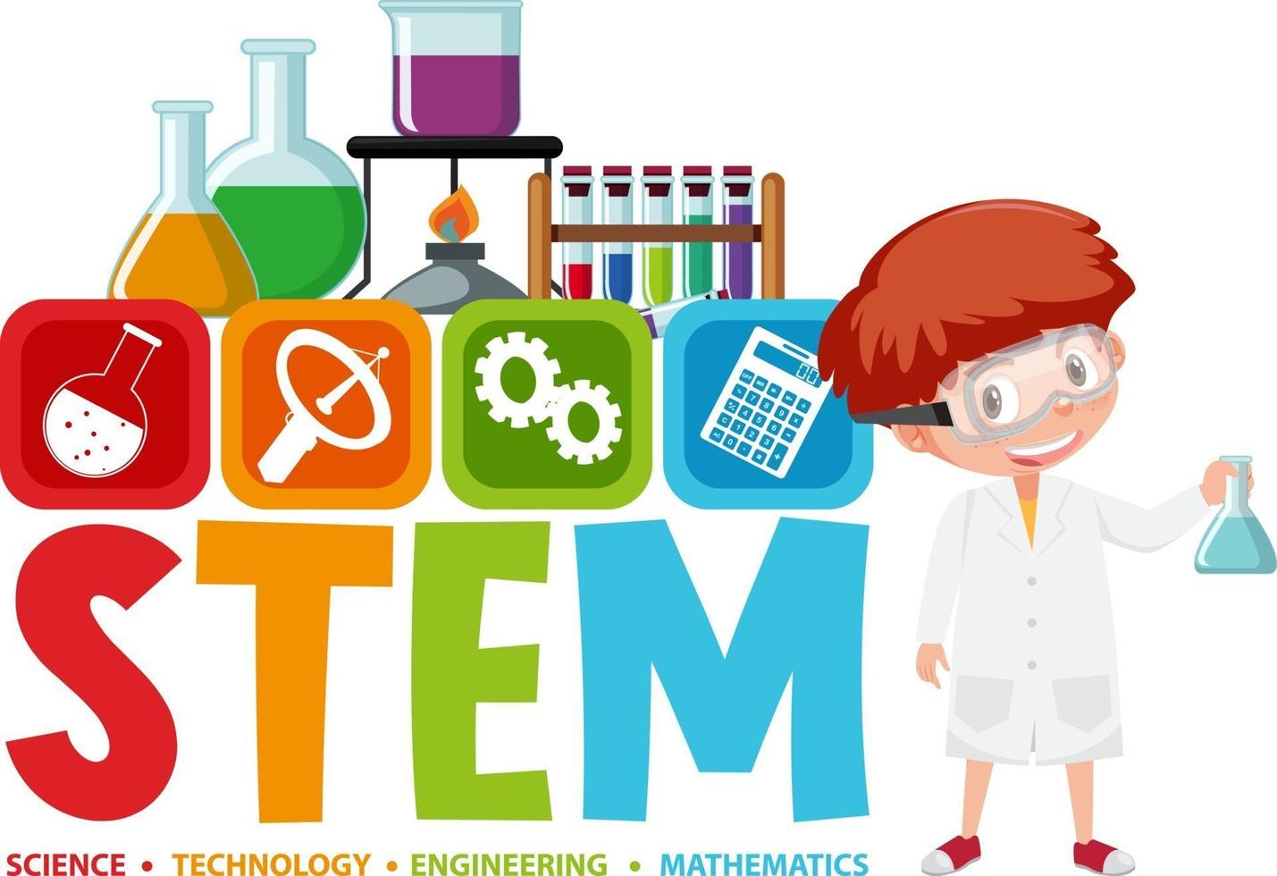Colourful STEM education text icon vector