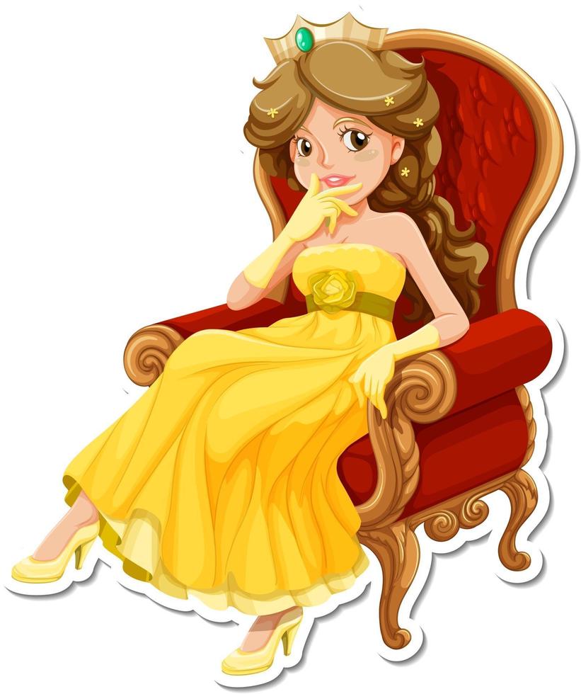 Beautiful princess cartoon character sticker vector