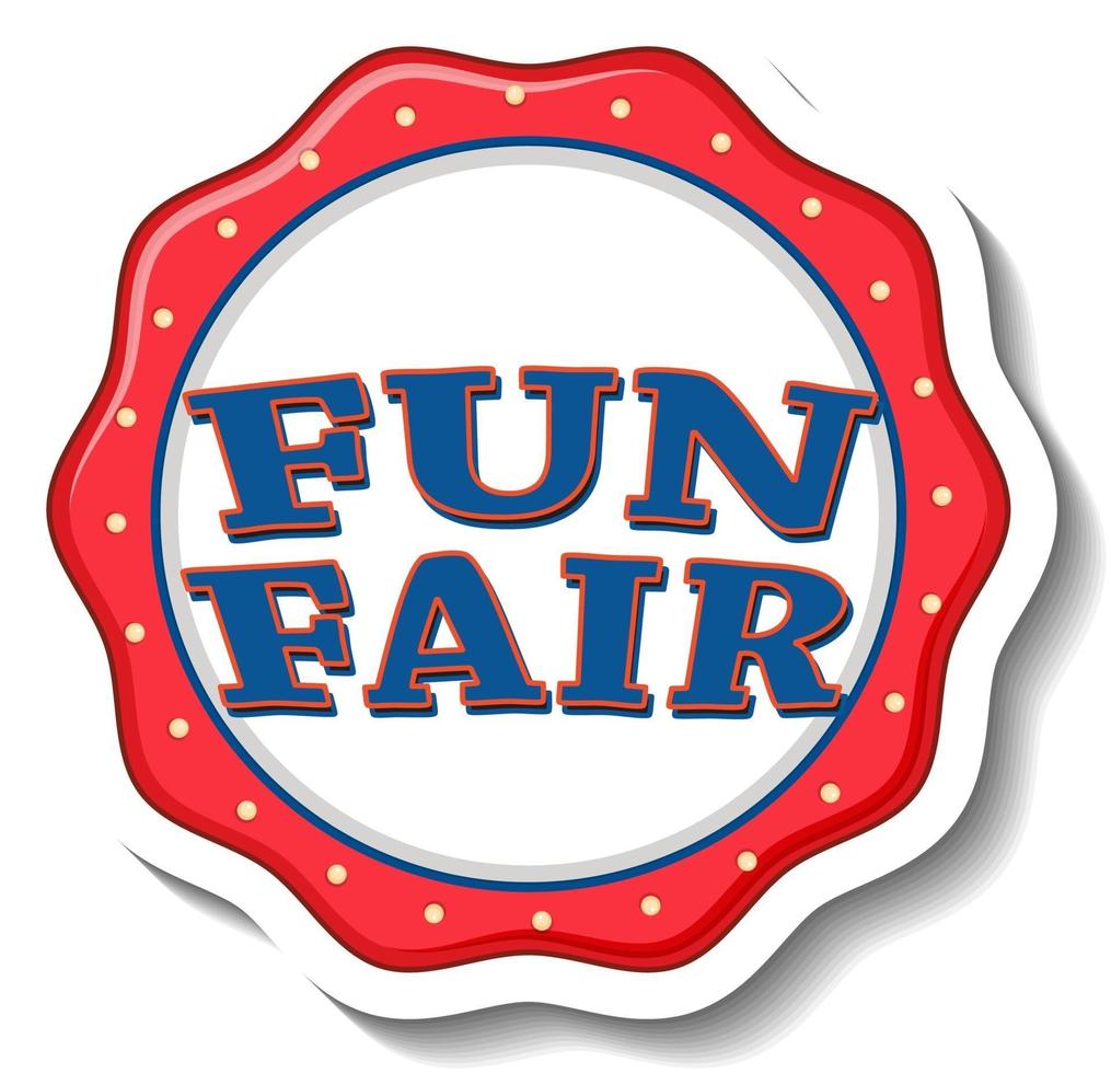 Sticker template with Funfair banner isolated vector