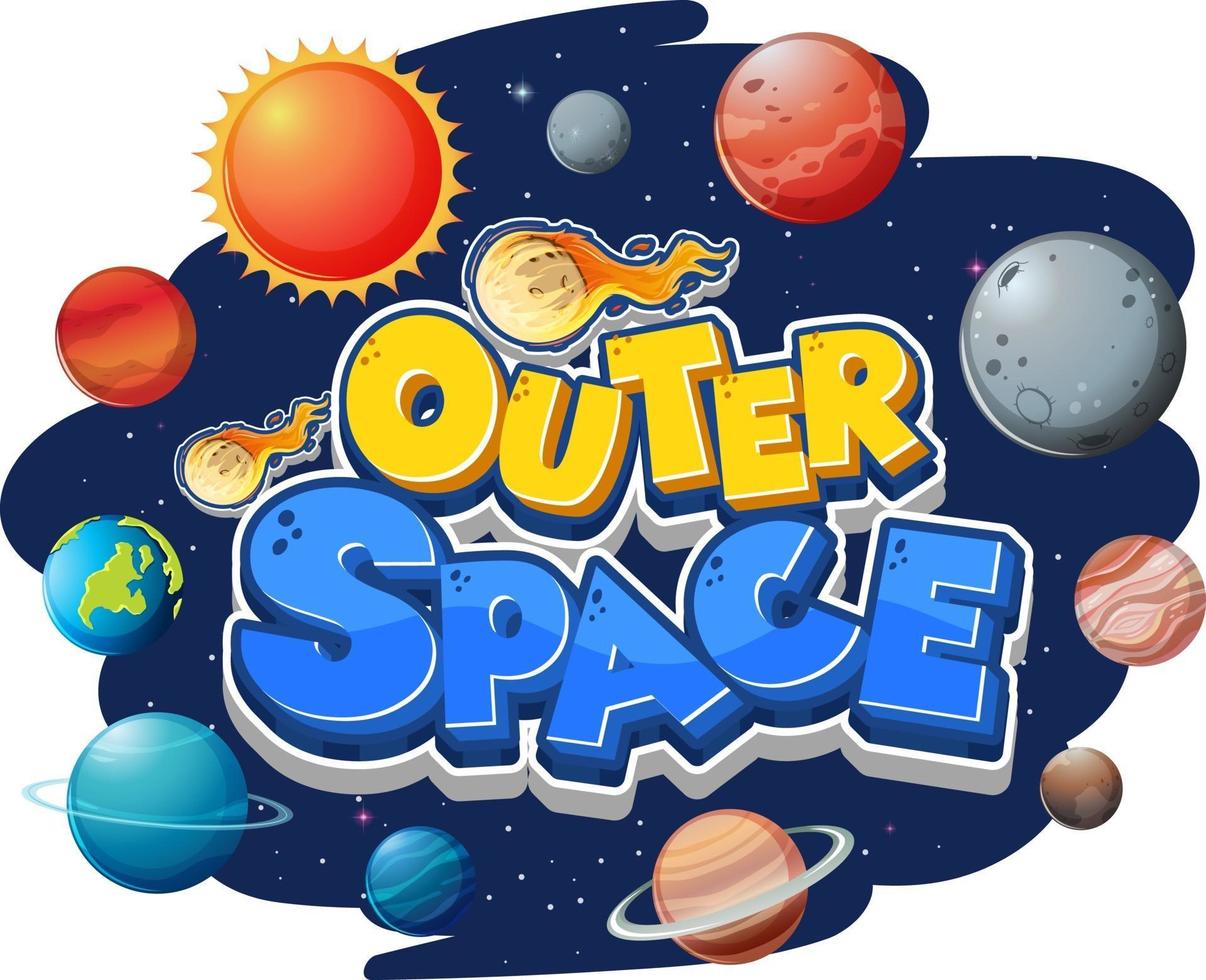 Logotipo del espacio exterior con muchos planetas. vector