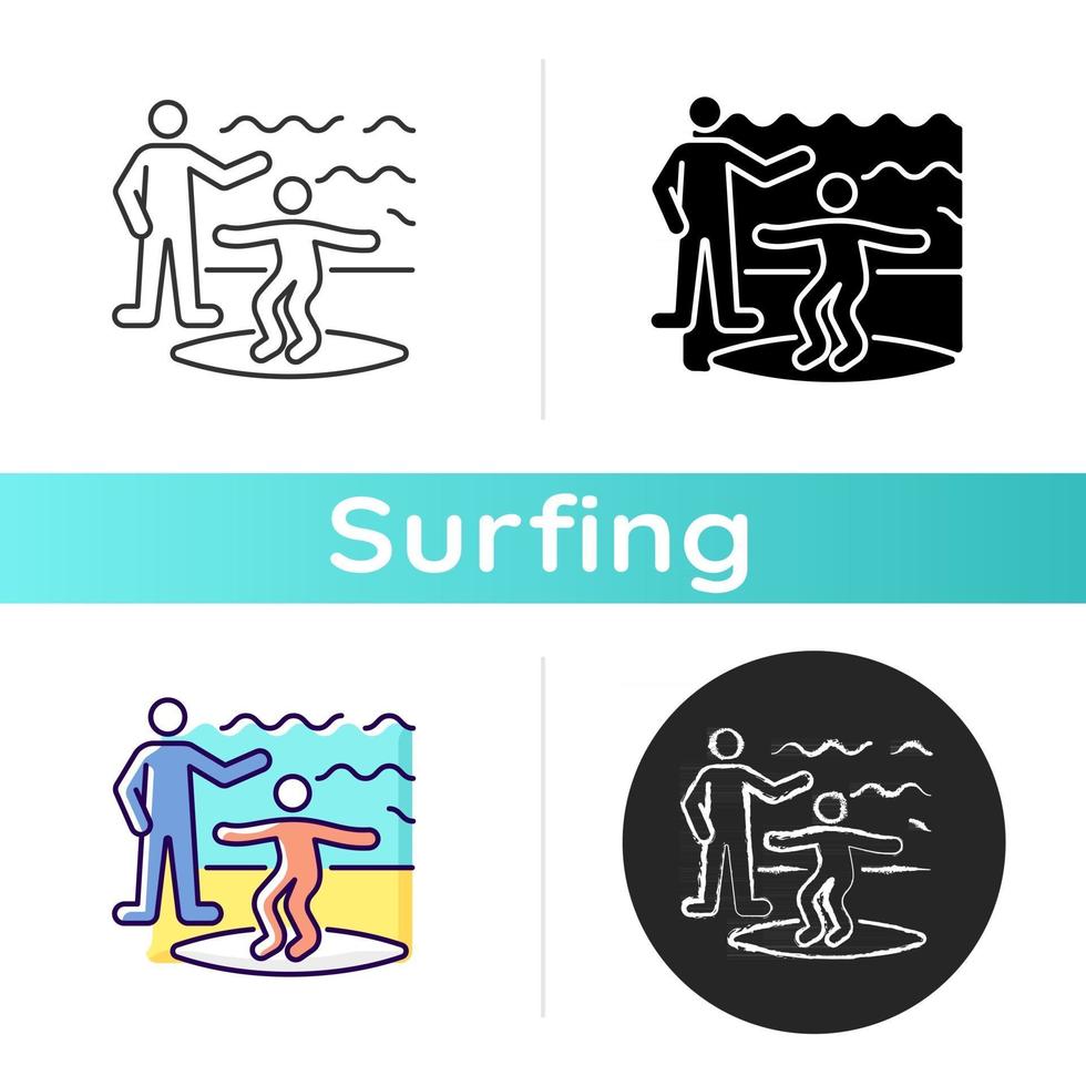icono de lecciones de surf vector