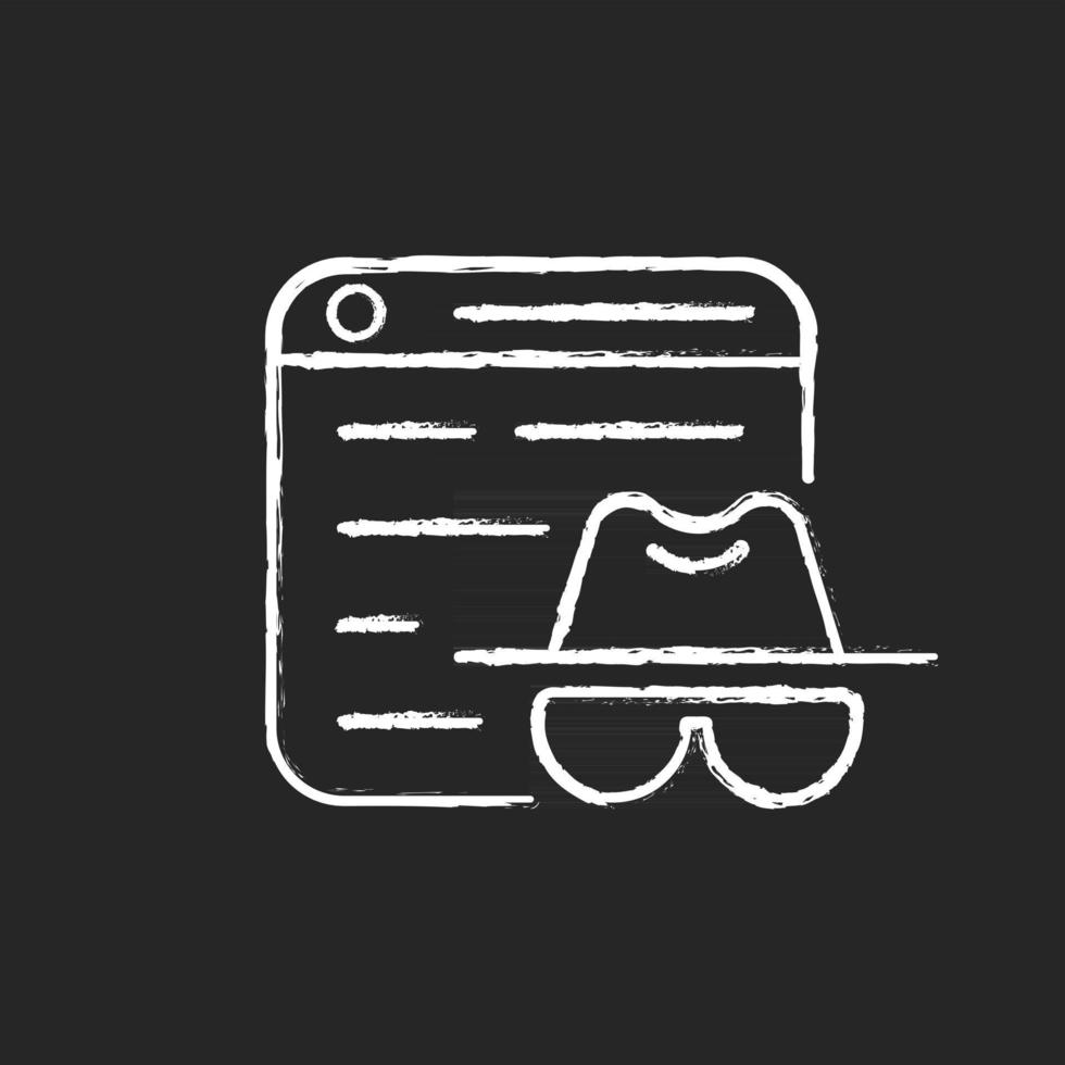 Private browsing chalk white icon on dark background vector