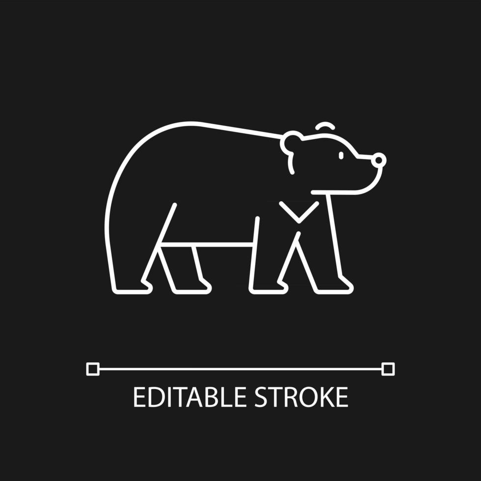 Formosan bear white linear icon for dark theme. vector