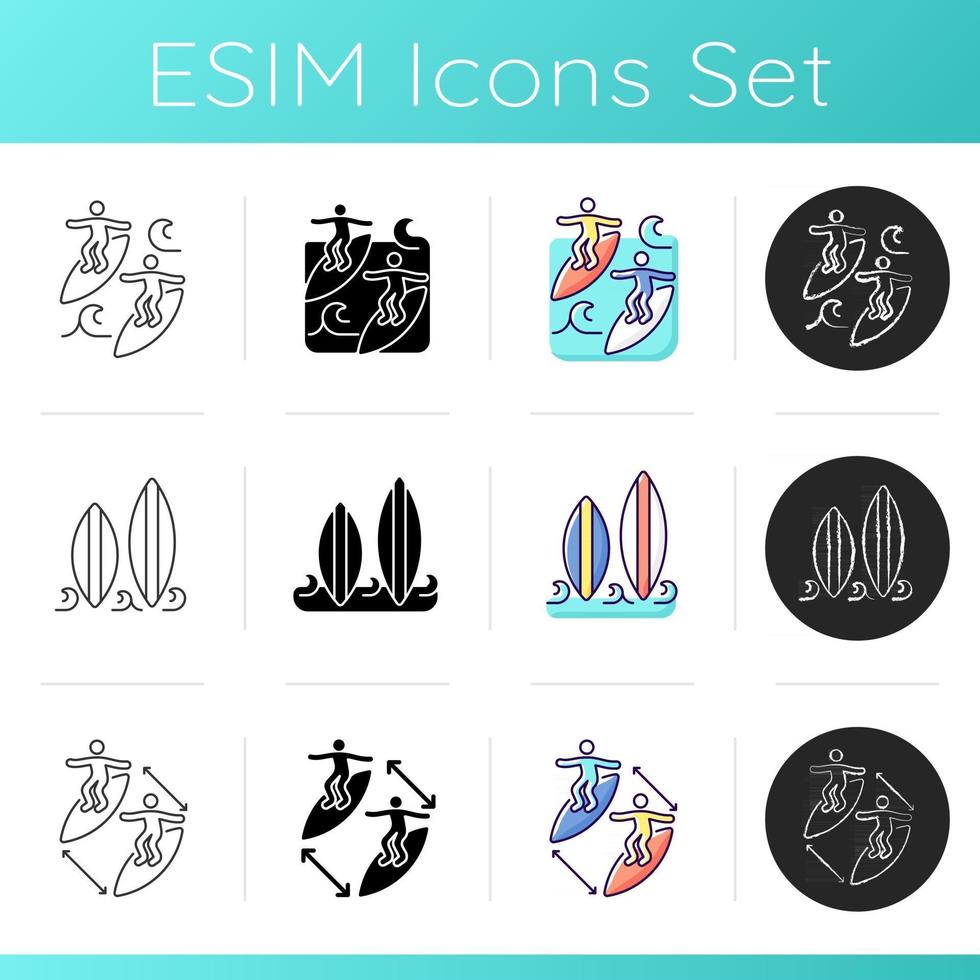 Surface water sport icons set vector