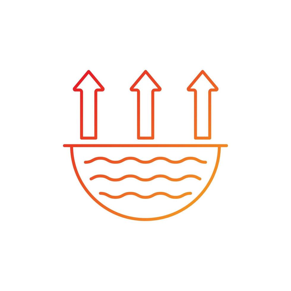icono de vector lineal degradado de problema de evaporación de agua