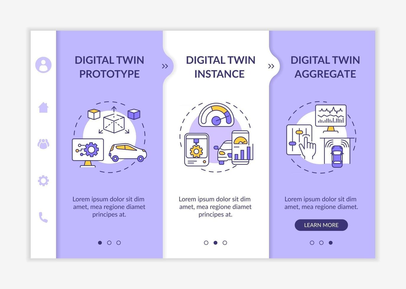 Digital twin types onboarding vector template