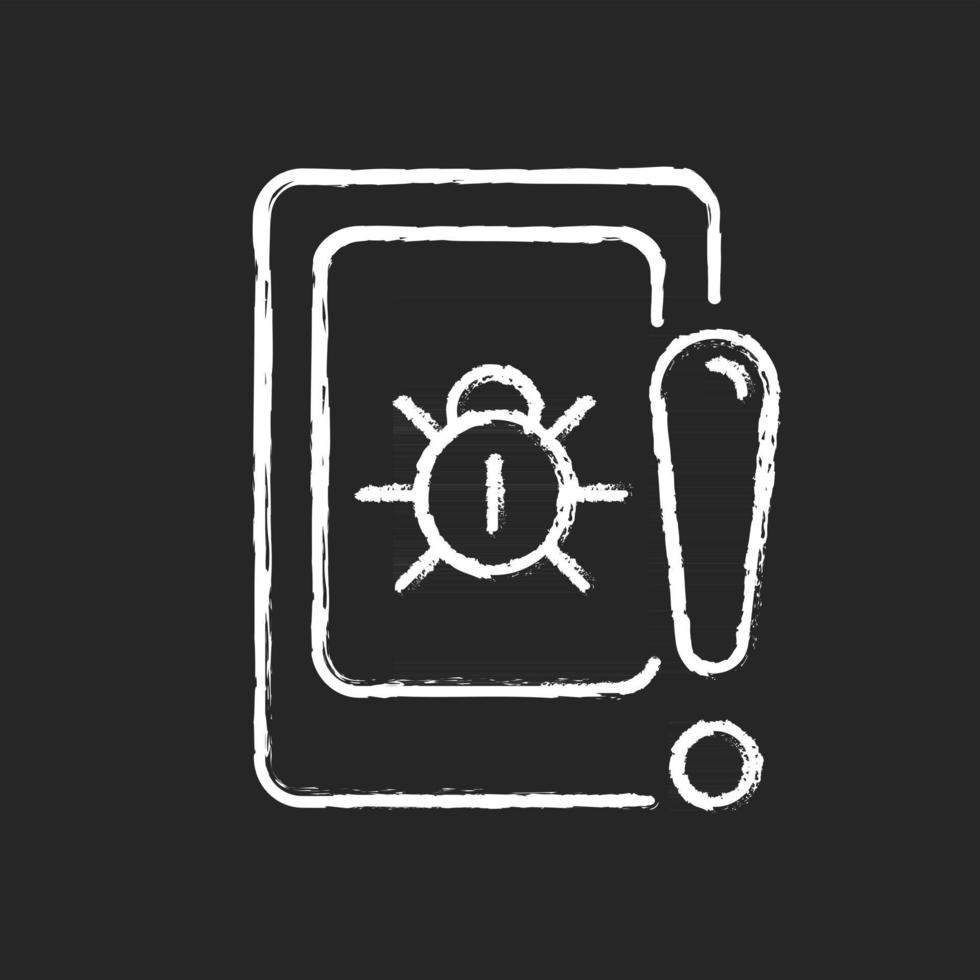 Cell phone bugging chalk white icon on dark background vector