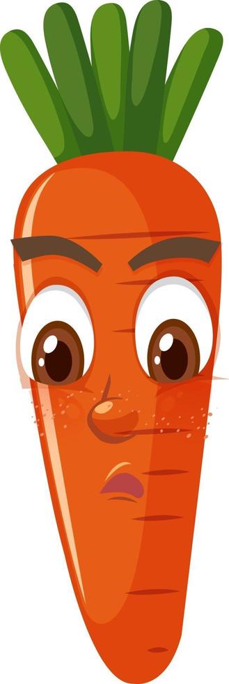 personaje de dibujos animados de zanahoria con expresión facial vector